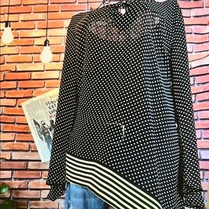 Chic Black and White Polka Dot Blouse